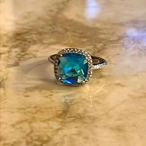 Simulated Aquamarine Ring